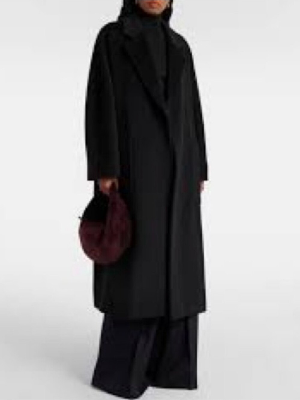 COS Single-Breasted Wool, Nylon, Cashmere Blend Trench Coat In Black